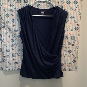 Lands' End Women's Deep Blue Drape Blouse
